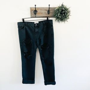 One Teaspoon Black Distressed Awesome Baggies Jeans 32